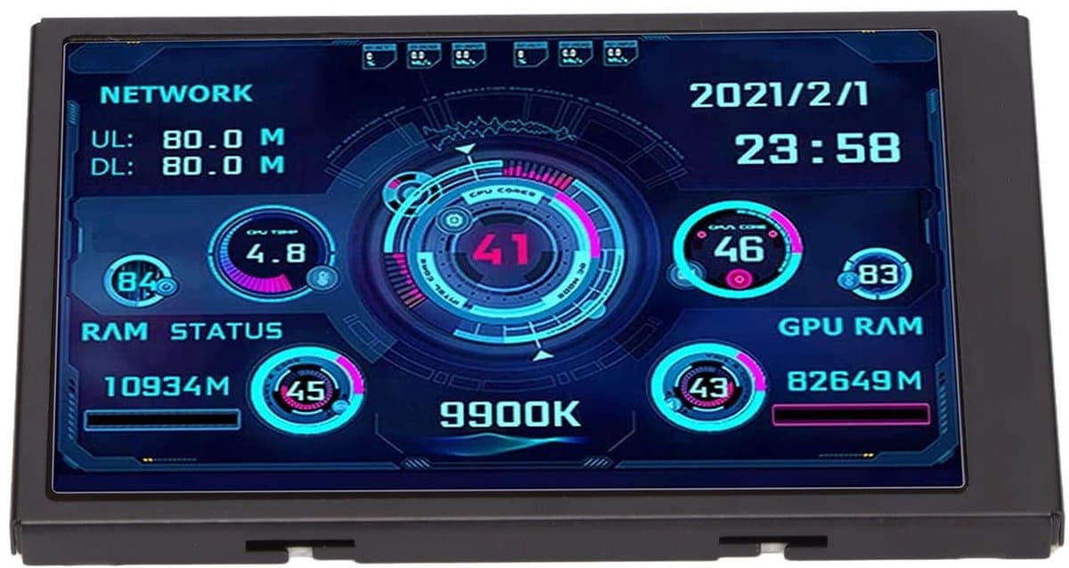 Selbro® 3,5 Inch IPS USB Mini-scherm, AIDA64 PC CPU RAM-gegevensmonitor PC-sensorpaneel Display Temperatuurmonitor, Horizontaal Verticaal Scherm, Computertemp-monitor