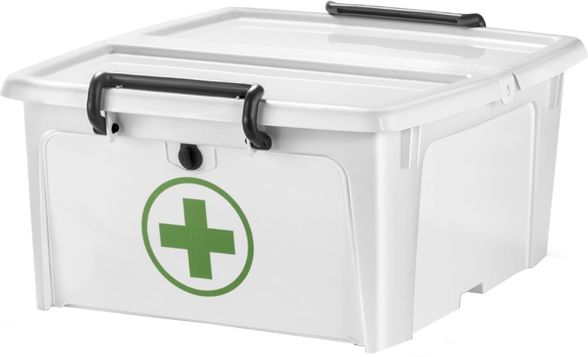 CEP opbergbox eerste hulp 20 liter wit kunststof stapelbaar