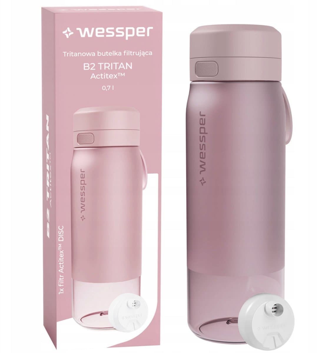 BPA-vrije drinkfles 700ml met actieve koolfilter – duurzame waterfles voor sport, school & fitness – Roze