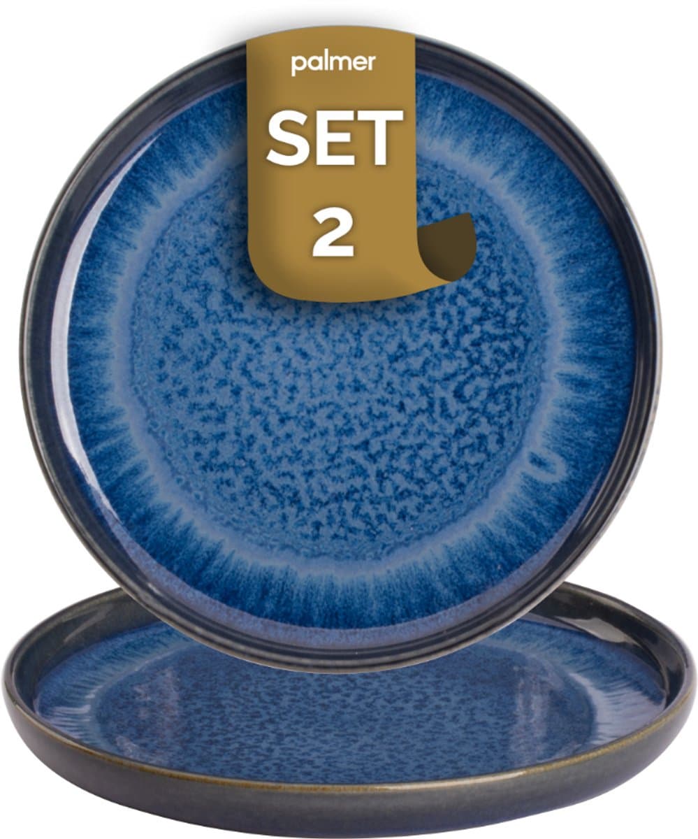 Palmer - Jory - Bord - 2 stuks - ø 22 cm - Blauw - Stoneware - Bordenset