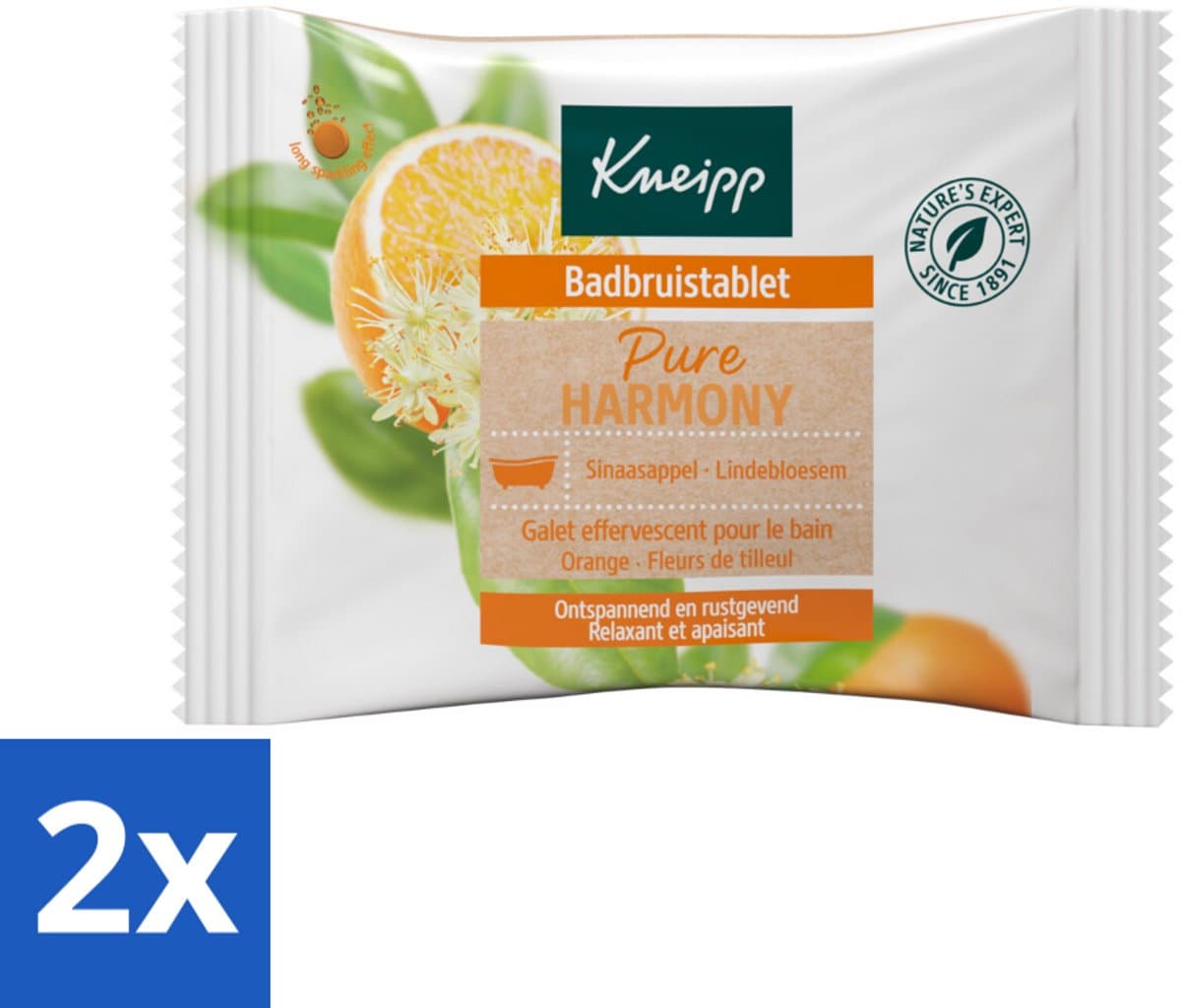 Kneipp - Badbruistablet - Oranje lindebloesem - Voordeelverpakking - 2 stuks