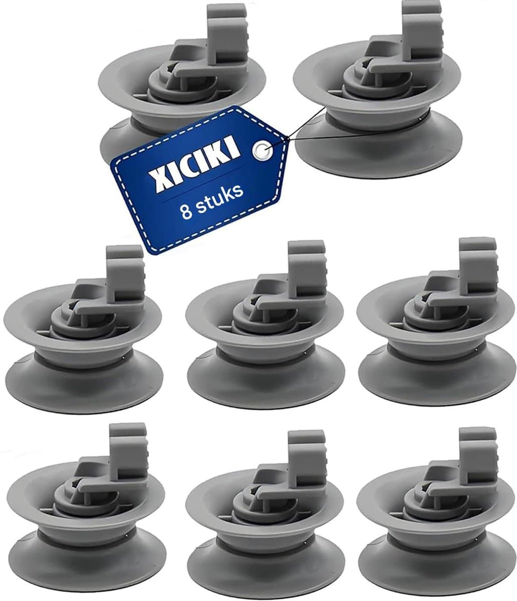 Universele Vaatwasserkorf Wieltjes – 30 mm Diameter × 25 mm Hoogte – 8 Stuks – Geschikt Voor Veel Standaard Vaatwassers – Wit