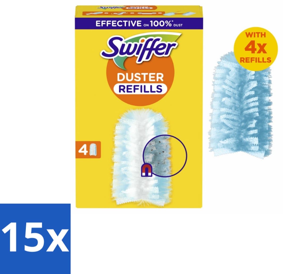 Swiffer - Duster – Voor Stofwisser – 4 navullingen - Bulkverpakking - 15 stuks