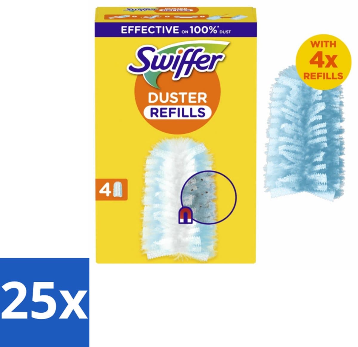 Swiffer - Duster – Voor Stofwisser – 4 navullingen - Bulkverpakking - 25 stuks
