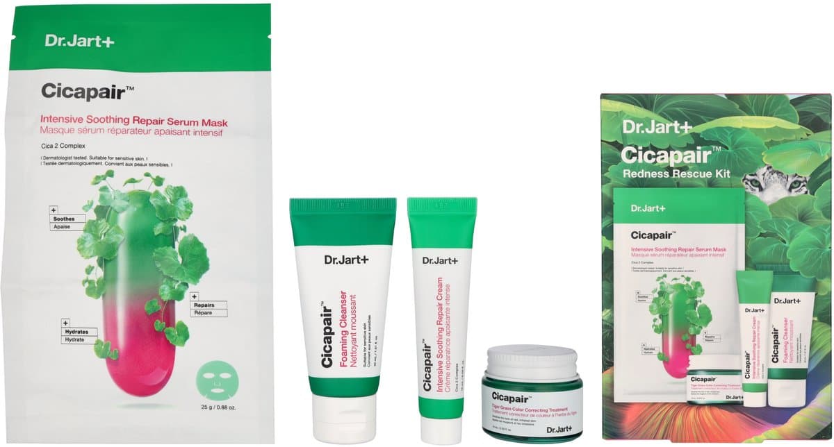 Dr. Jart+ Cicapair Redness Rescue Set 85 ml - Cleanser 30ml/Repair Serum Mask 25g/Repair Cream 15ml/Treatment 15ml