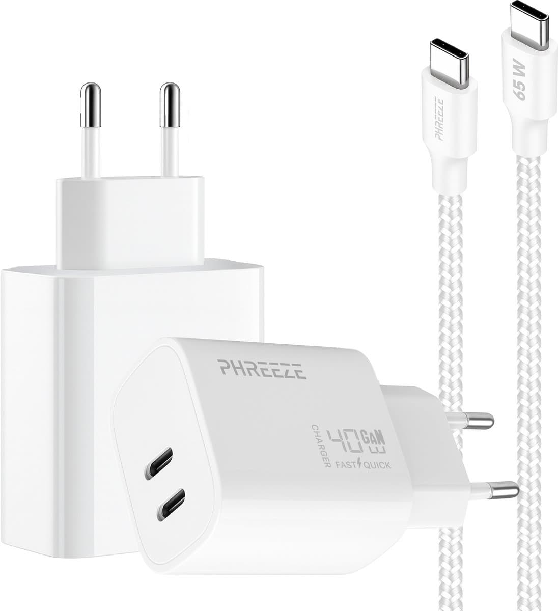 Phreeze usb C oplader 40w met kabel 1 meter - Power Delivery snellader