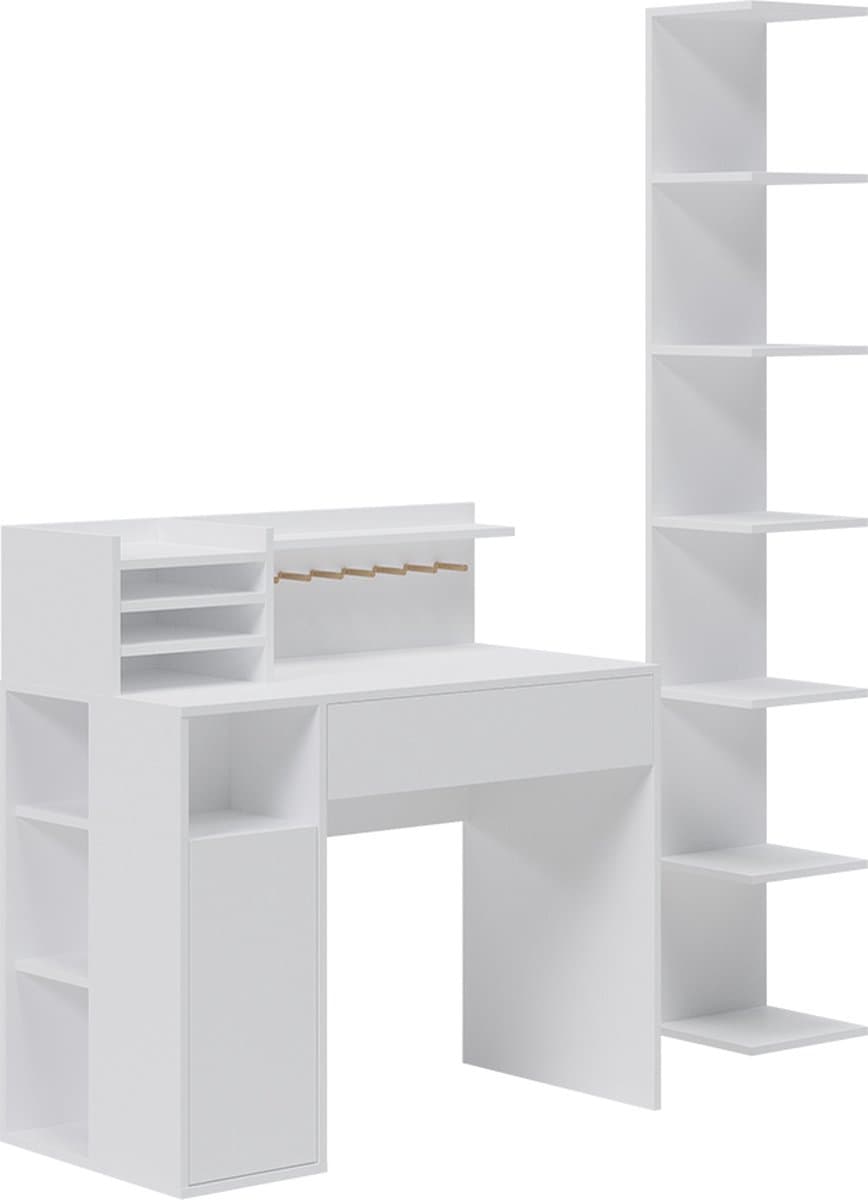 Vicco Bureau – 2 delen, met boekenplank Wit