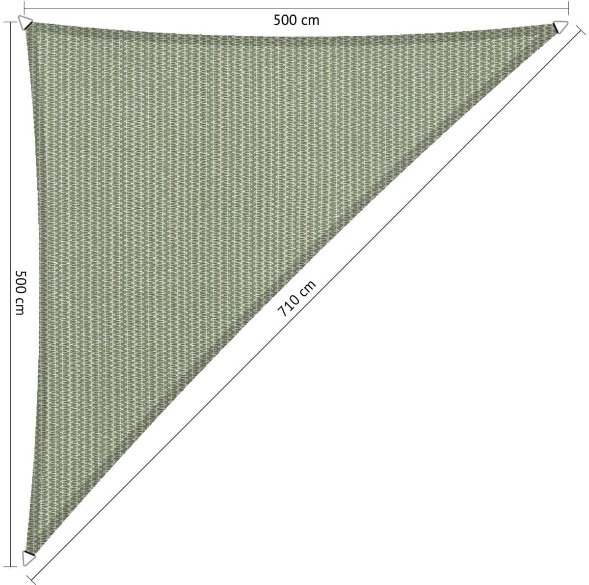 Shadow Comfort® Driehoek 90° schaduwdoek - UV Bestendig - Zonnedoek - 500 x 500 x 710 CM - Moonstone Green
