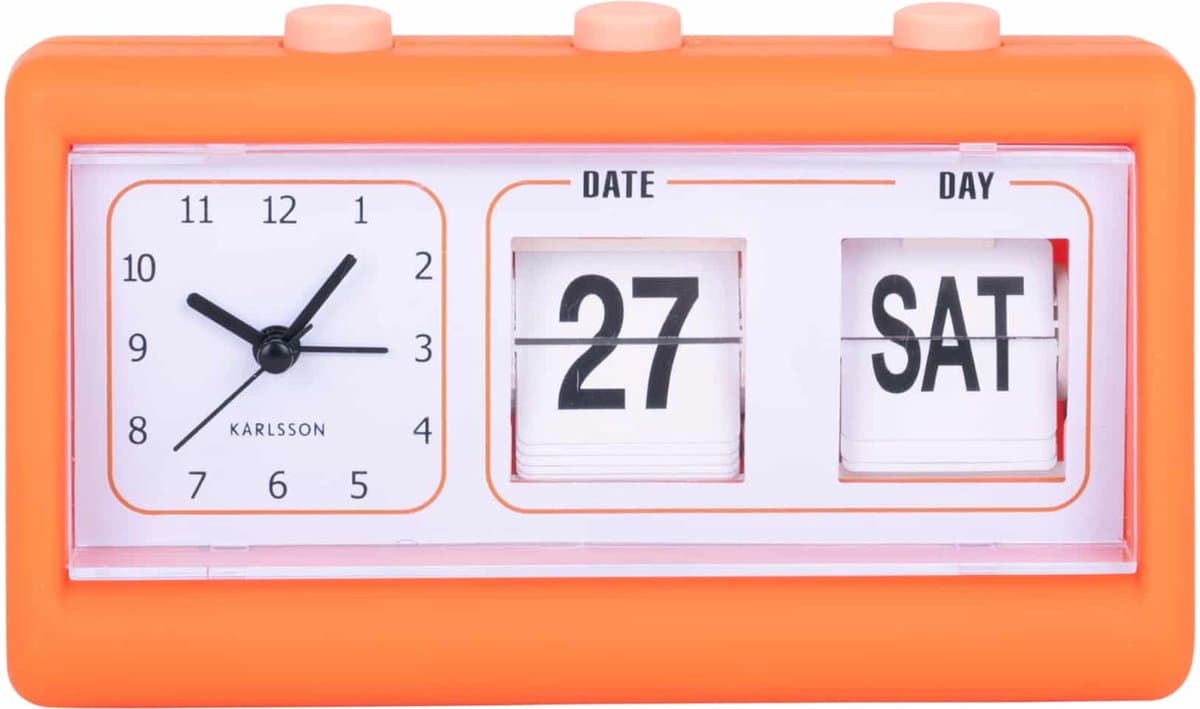 Karlsson Wekker Data Flip - Oranje - 19x6.4x11.5cm - Scandinavisch - Wekker voor slaapkamer - Wekkers