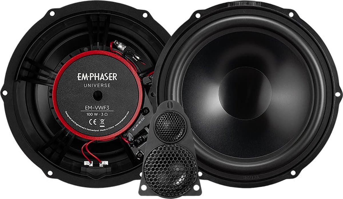 Emphaser EM-VWF3 - Autospeaker - Pasklare speakers Volkswagen T5 - VW T5 - Custom fit luidsprekers - 20 cm - 3 weg composet - 100 Watt RMS