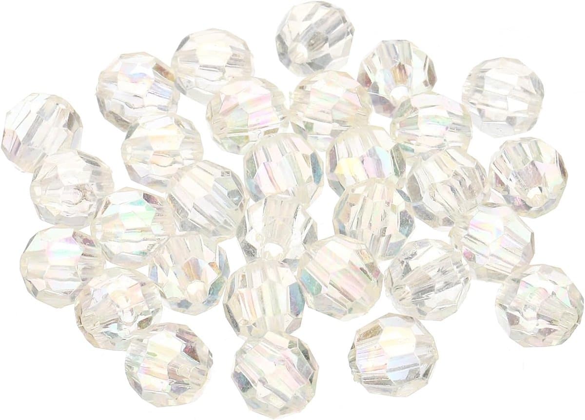 Acryl kralen voor sieraden maken, 100 stuks gefacetteerde ronde spacer kralen, transparant, 10 mm