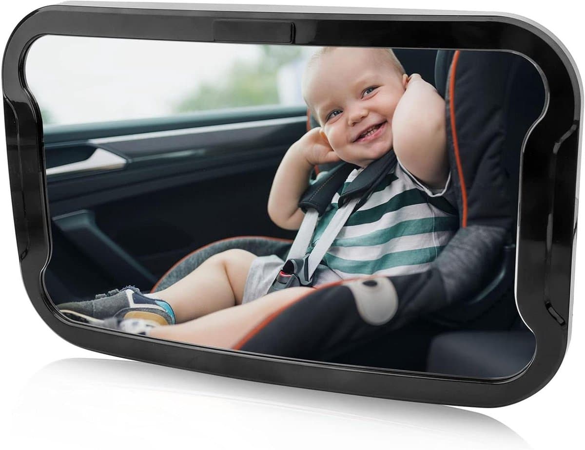 Achterbankspiegel Baby - Autospiegel Kind - Baby in Zicht - Onbreekbaar Acryl - 360° Draaibaar - Zwart