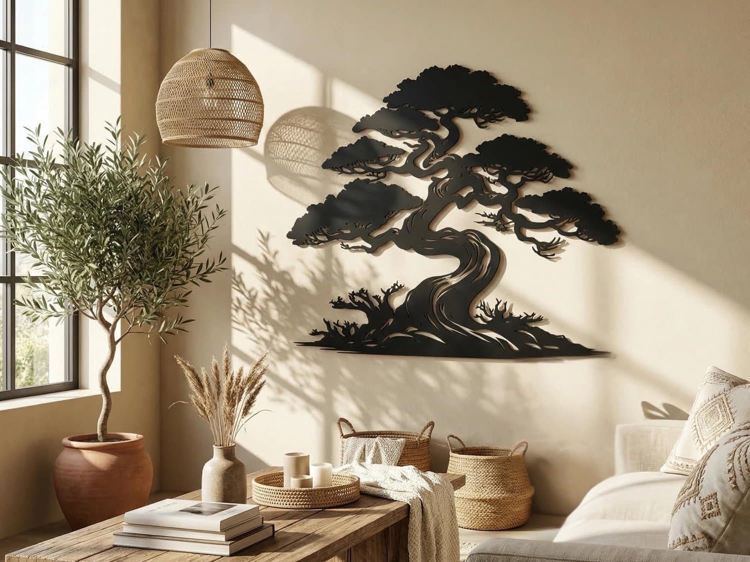 VAILLA Levensboom Wanddecoratie Hout 3D – Muurkunst Slaapkamer Kantoor Hal – 98 x 118 cm