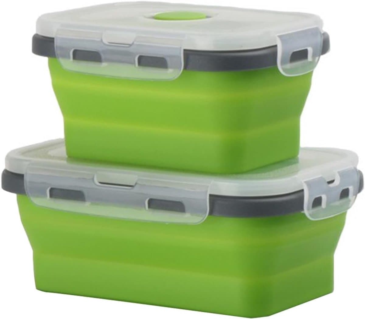 Set van 2 Opvouwbare Siliconen Kommen met Deksel, 500 ml & 800 ml, Geschikt voor Magnetron en Vriezer, Herbruikbaar en Perfect voor Kamperen en Reizen