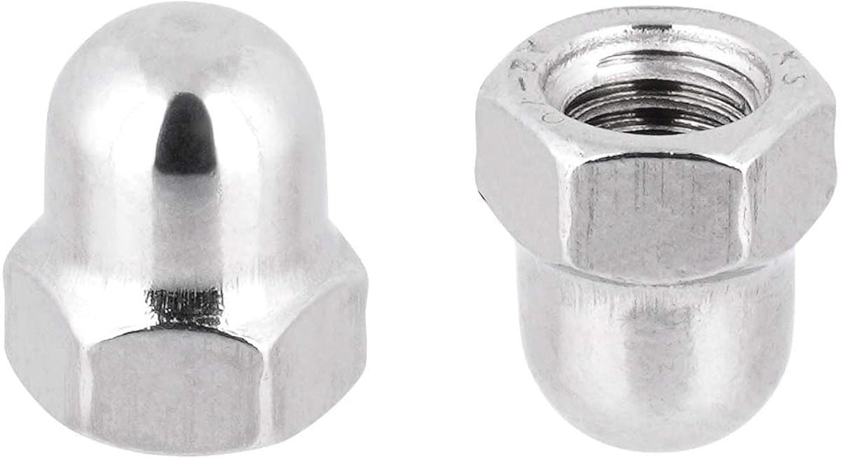 zeskant M8 hoge vorm DIN 1587 roestvrij stalen moeren A2 dopmoeren zeskantmoeren cap moeren M8 50 stuks