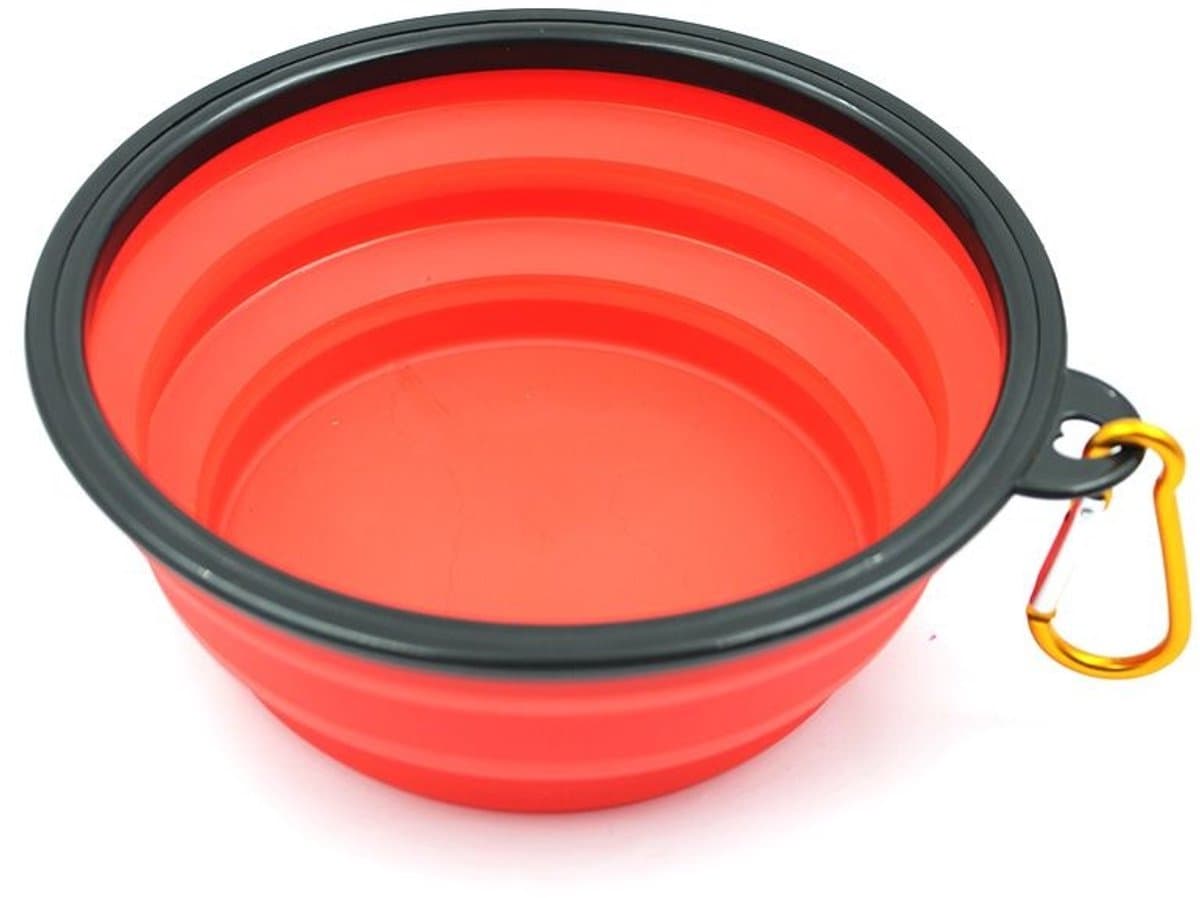 Siliconen opvouwbare voerbak 350 ml, Rood