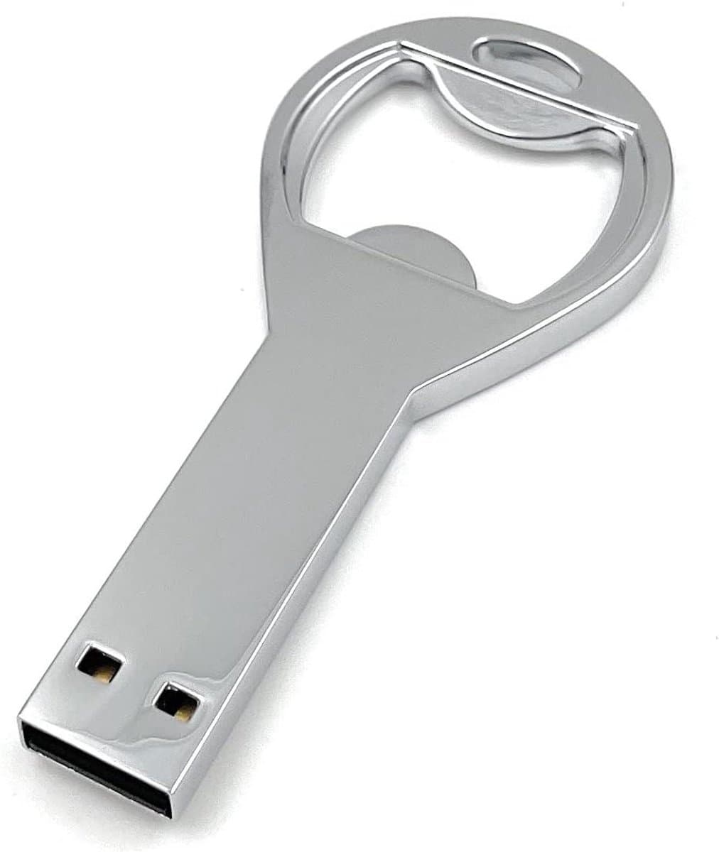 USB Stick Flesopener - Geheugenstick Opslag - Data Overzetten - Met Flesopener - 8 GB - Zilver