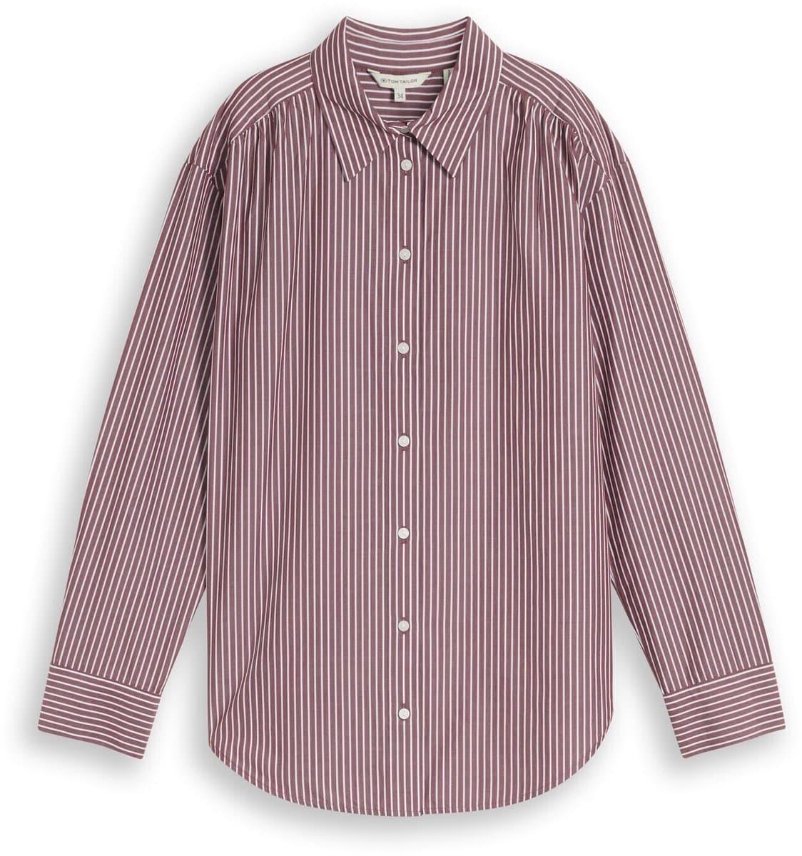 Tom Tailor - Losvallende popeline blouse - Maat 40 - preppy plum white stripe