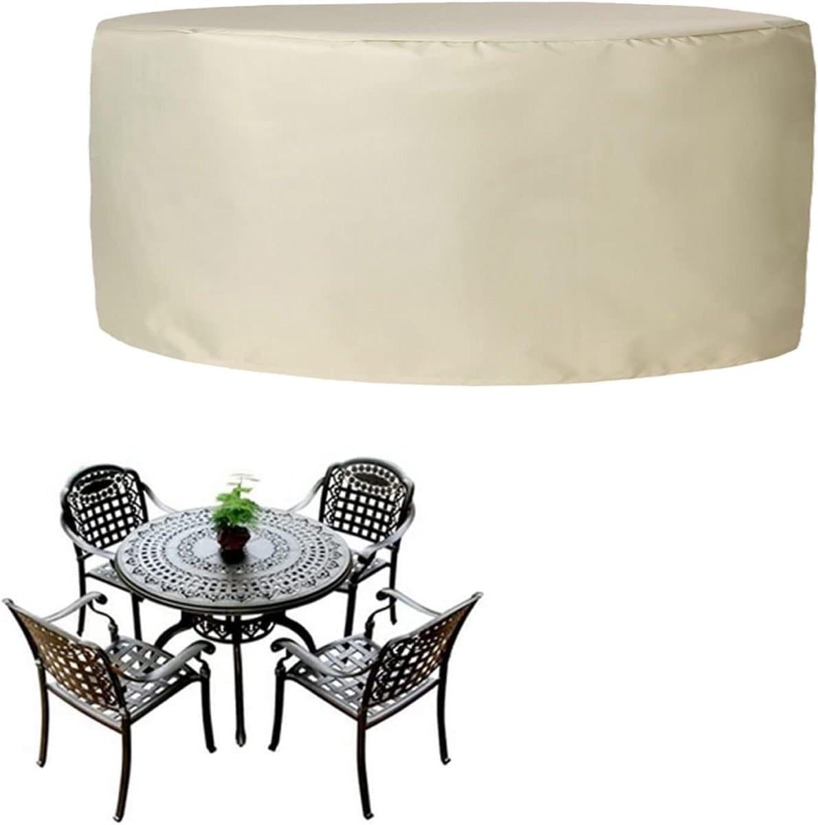 Tuinmeubelhoes Rond - Outdoor Tafelkleed - Meubels Beschermen - Waterdicht Oxford - Universeel - Zwart