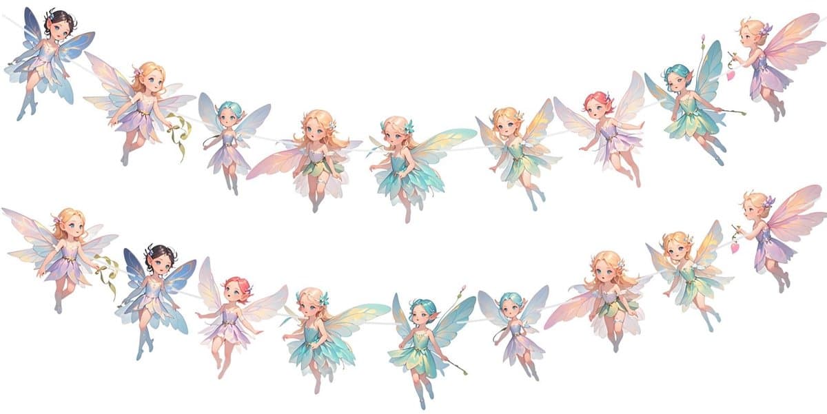 Allecto - Fairy Banner Decoraties - 2-delige Versiering voor Verjaardagsfeestjes - Leuk voor Meisjes - Ideaal voor Themafeesten - Creëer een Magisc..