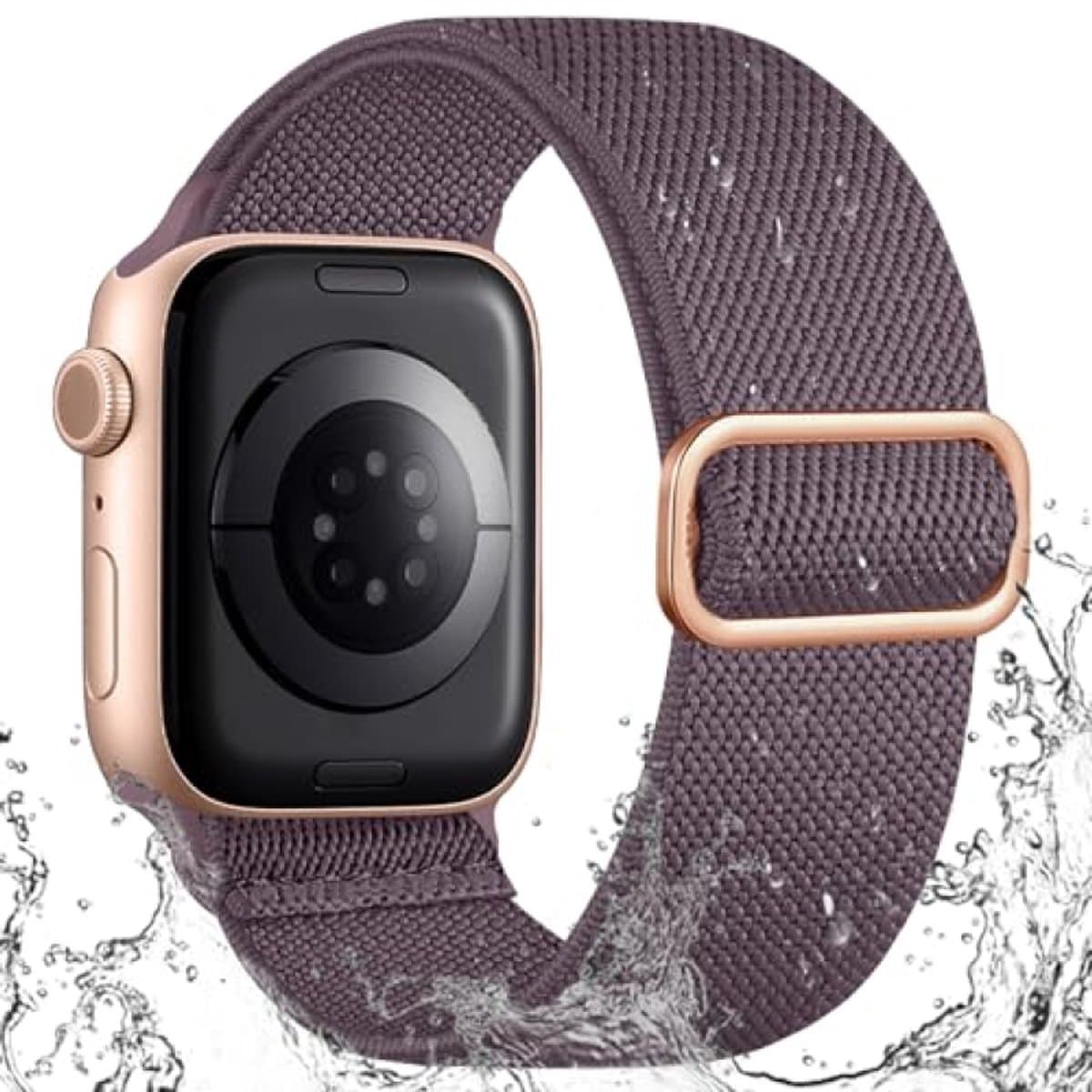 PromoHome Nylon Sportband Compatibel met Apple Watch 38/40/41/42 mm Elastische Lus voor iWatch Series 10/9/8/7/6/5/4/3/SE/Ultra - Rookpaars