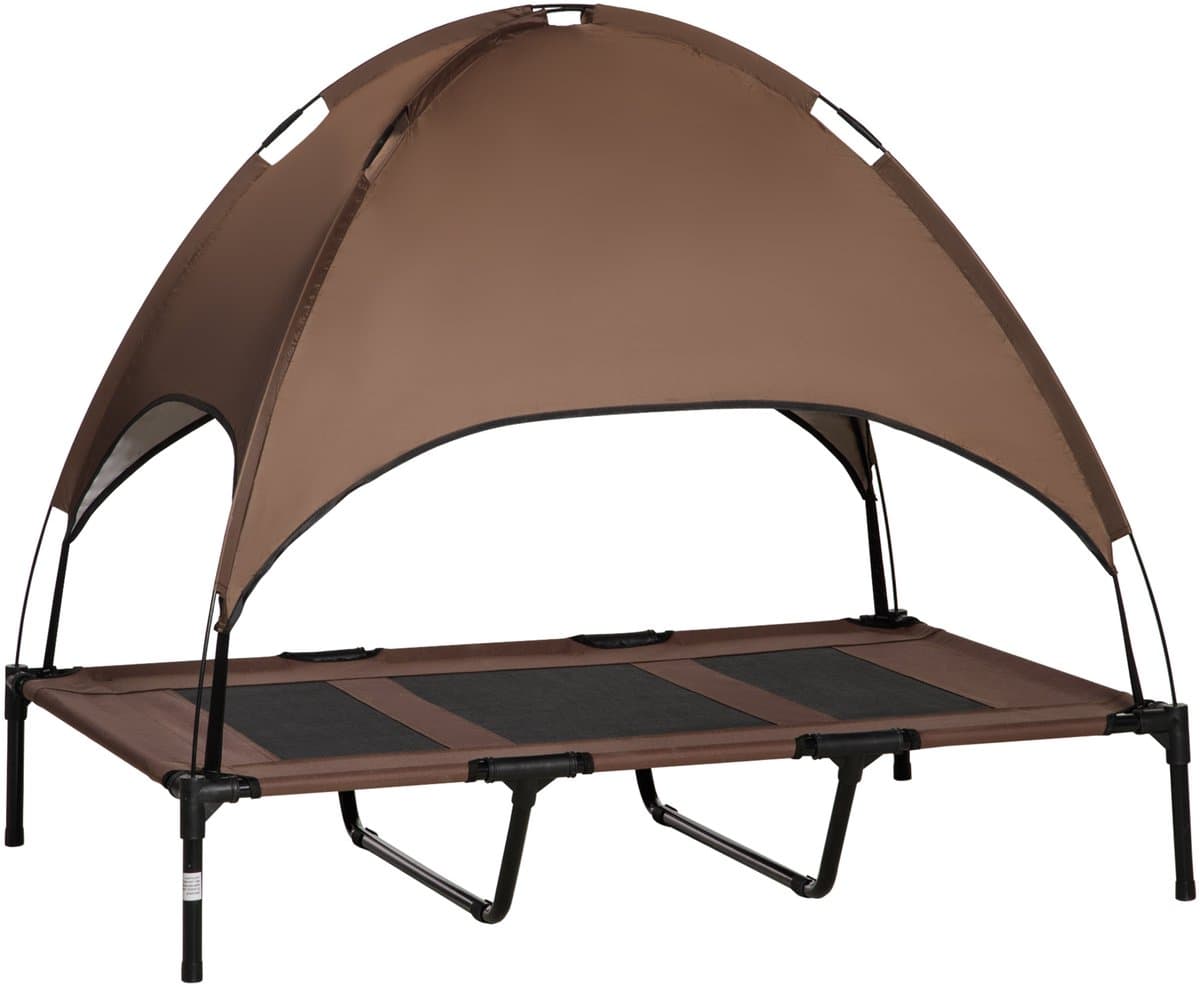 PawHut Verhoogd Hondenbed - Metaal - 122x92x108cm - Bruin