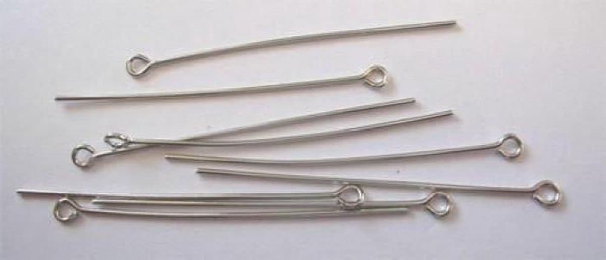 100 Stuks, Kettelstiften Met Oog, Zilver Kleur, 32mm