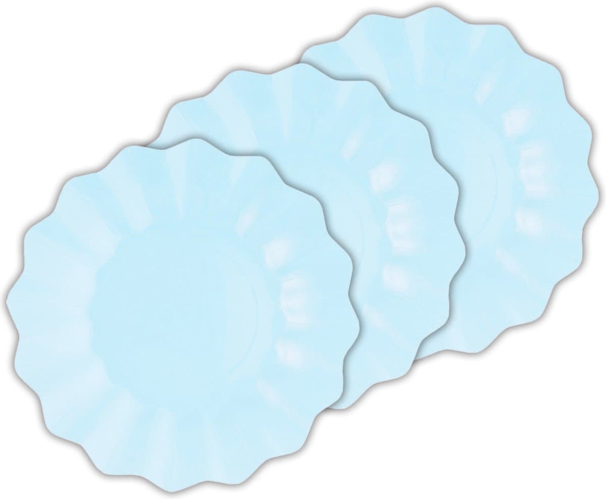 Givi Italia Feestbordjes - schulprand - 40x - baby blauw - rond - papier/karton - 27cm - duurzaam - wegwerpbordjes - babyshower- kinderfeestje