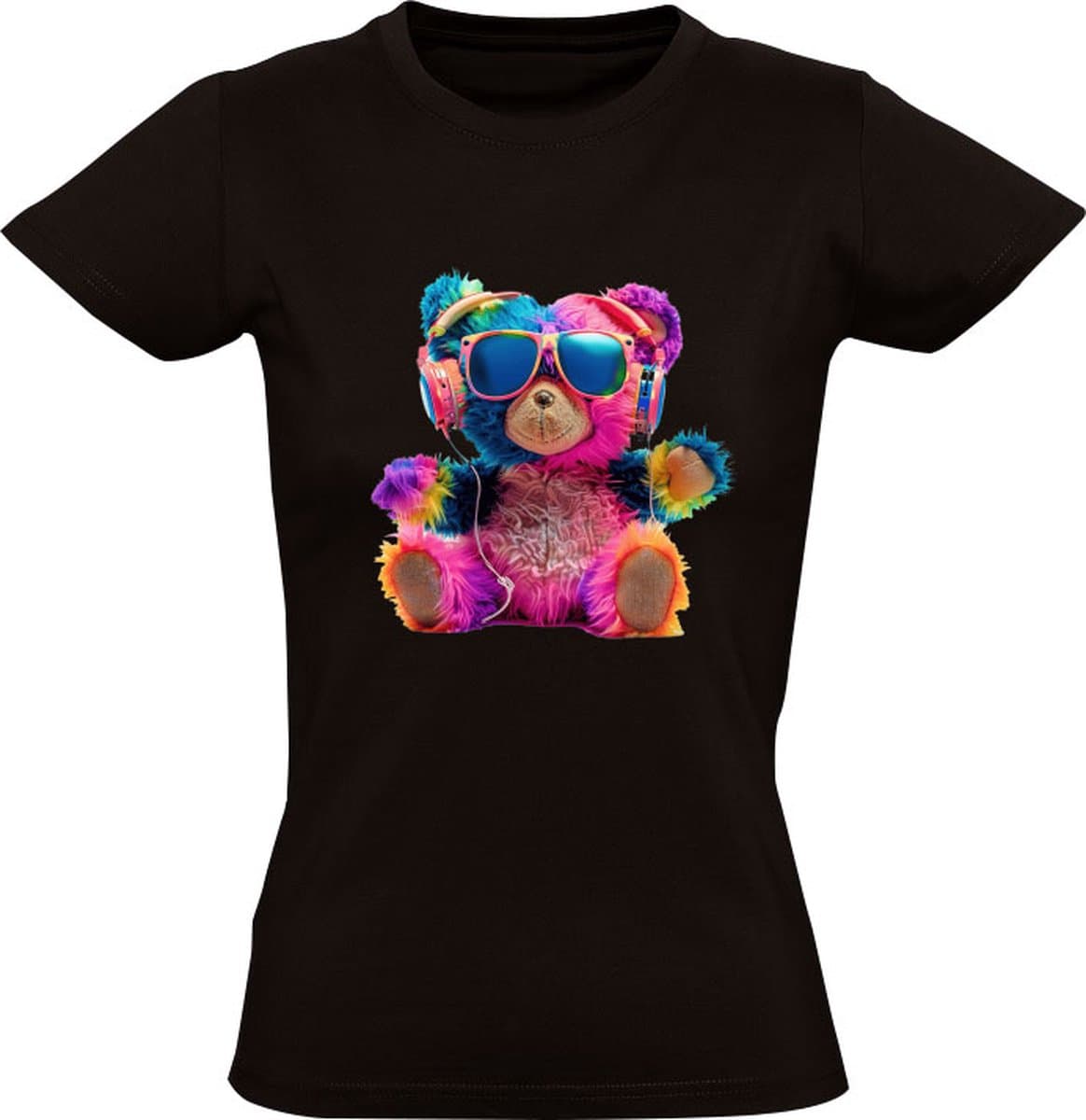 Beertje in kleur Dames T-shirt - hip - bril - koptelefoon