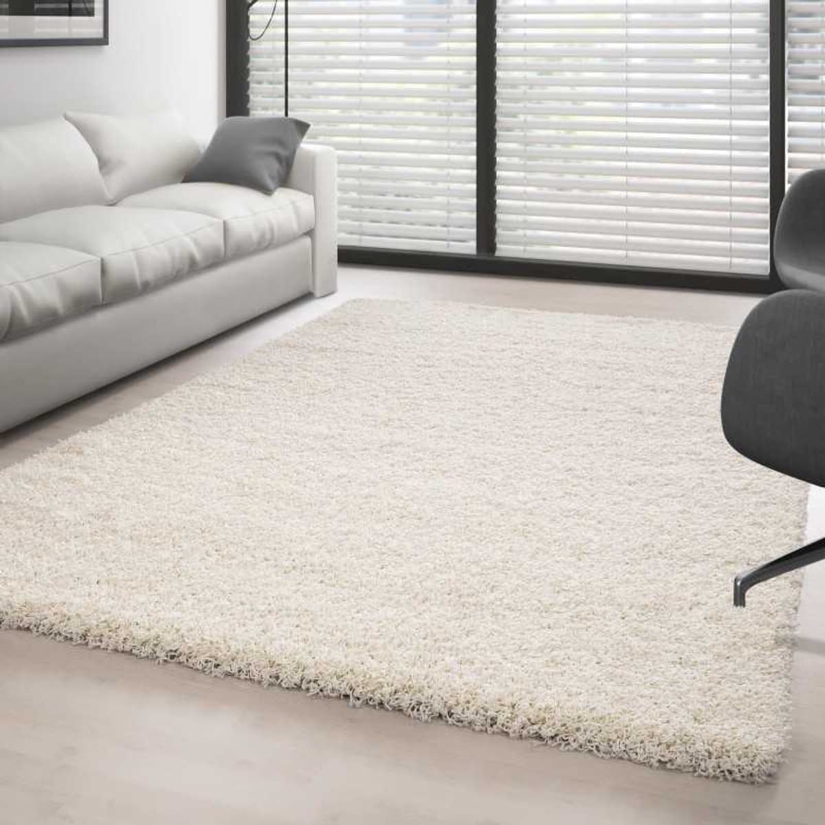 Hoogpolig vloerkleed, effen kleur: CRÈME 100x200 cm