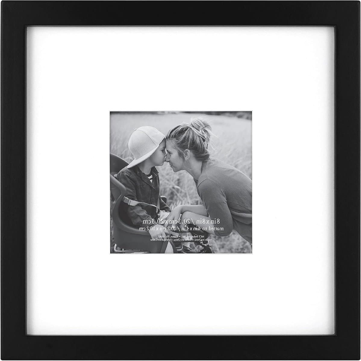 Collage Fotolijst - Wandlijst Hout - Foto's Tonen - Met Afgeschuinde Mat - 20x20 cm - Zwart