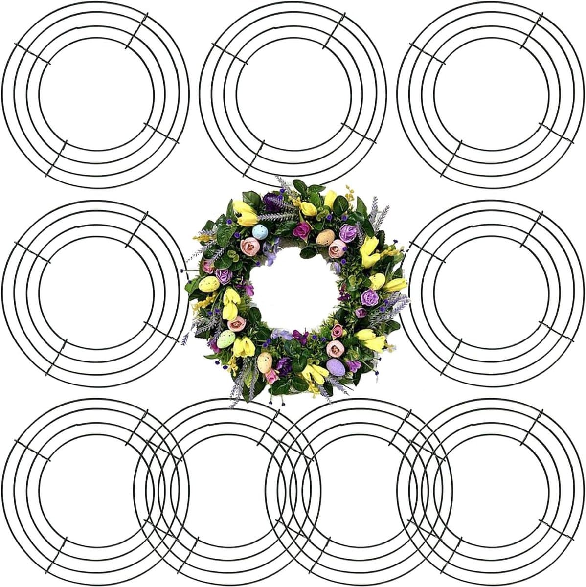 10 Stuks 20cm Draad Wreath Frame, Metalen Krans Ring voor Bloemstukken, Decoratie voor Feestdagen en Tuin