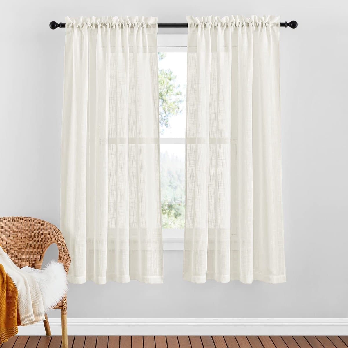 PONY DANCE Set van 2 Semi-Transparante Gordijnen - Licht Beige - 160 x 132 cm - Modern voor Woonkamer