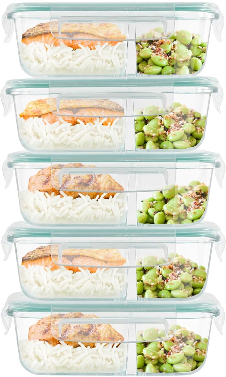 Dailygoods- Maaltijdprep Containers 5 Stuks - Glazen - Lekbestendig - Voedselgraad - BPA-vrij - Magnetron/Vriezer/Vaatwasserbestendig - Lunchbox