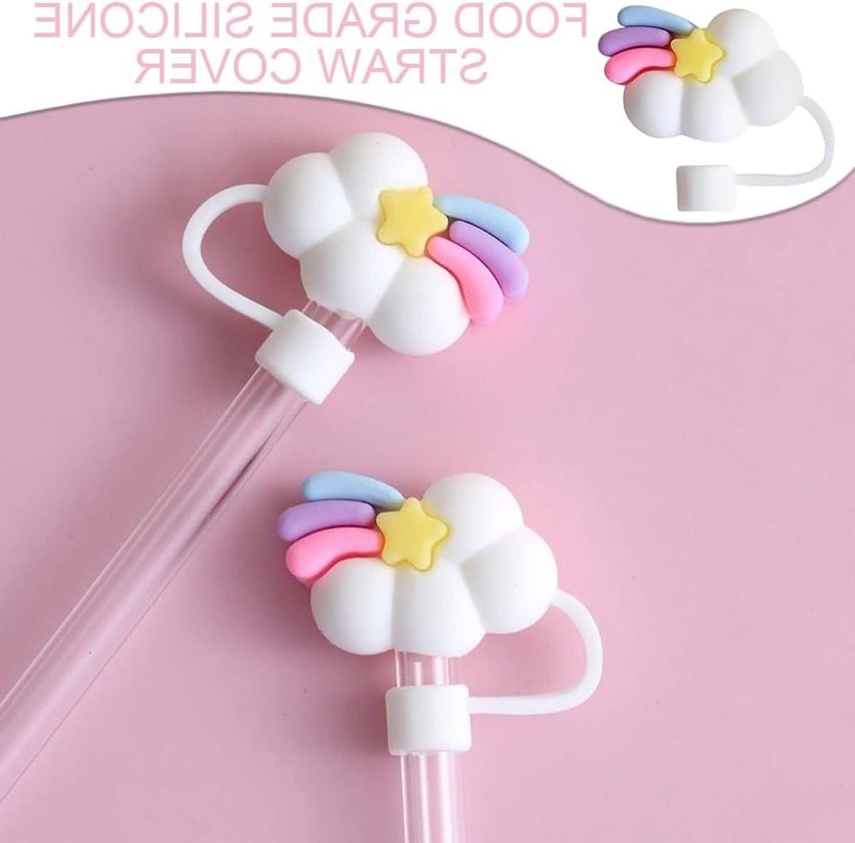 Set van 8 Herbruikbare Rietjeshoezen van Siliconen, BPA-vrij en Kleurrijke Decoratieve Accessoires voor Drinkbekers