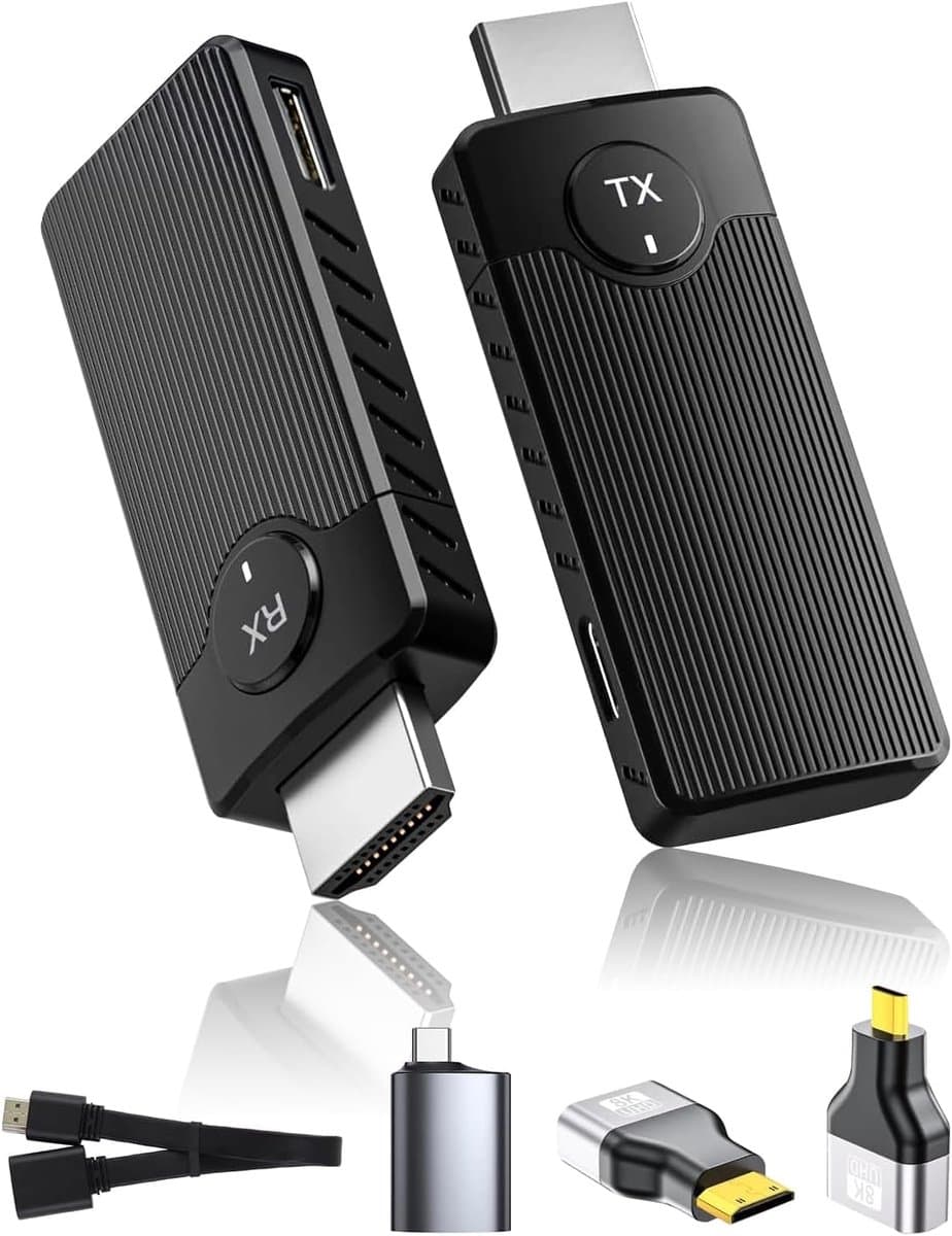Draadloze HDMI Zender - Video Audio Streamer - Monitor Presentatie - 50 Meter Bereik - 6x6x2 cm