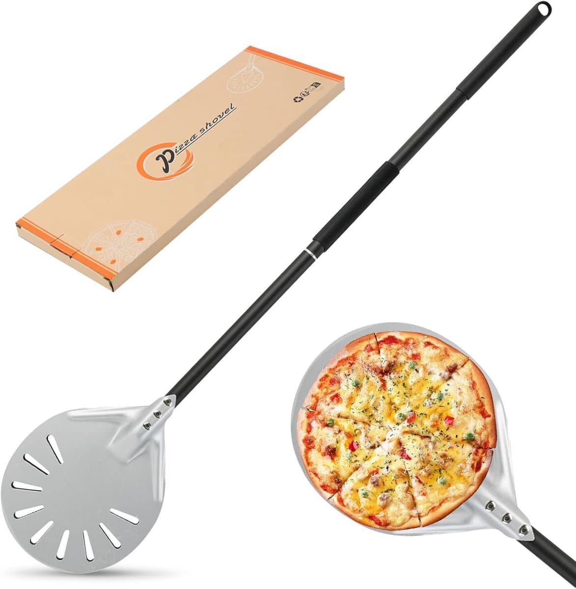 Geperforeerde Pizzaschep Aluminium - Rond 15cm - Inklapbare Handgreep voor Pizza Oven en Bakken
