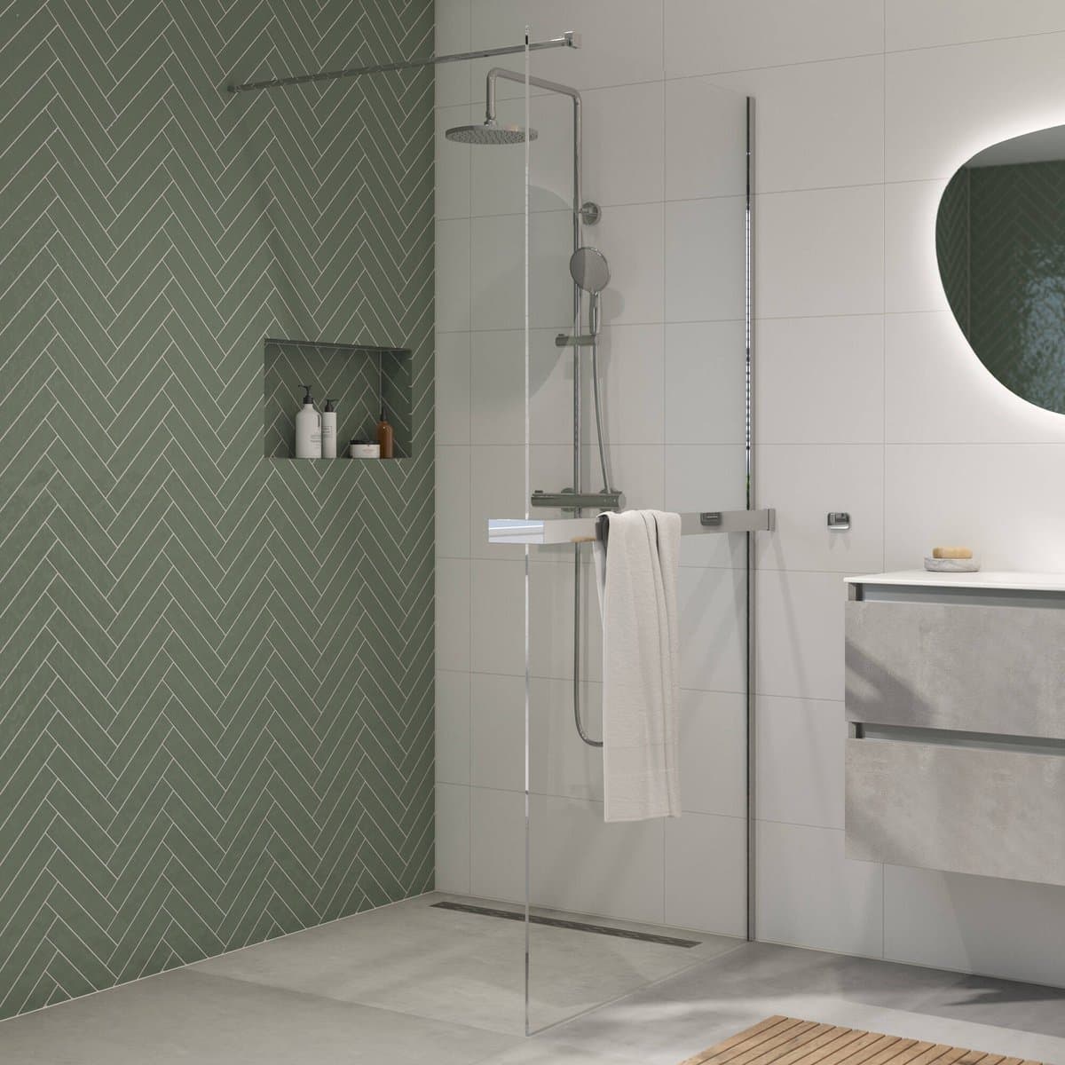 Saqu Modulo inloopdouche incl. antikalk 100x210cm met handdoekhouder chroom