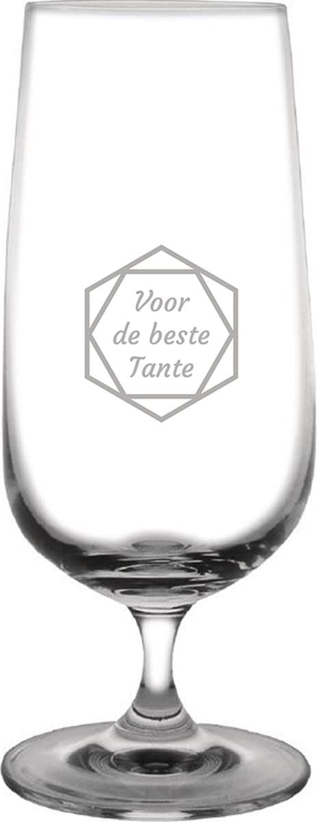 Gegraveerde bierglas op voet 41cl voor de beste Tante in hexagon
