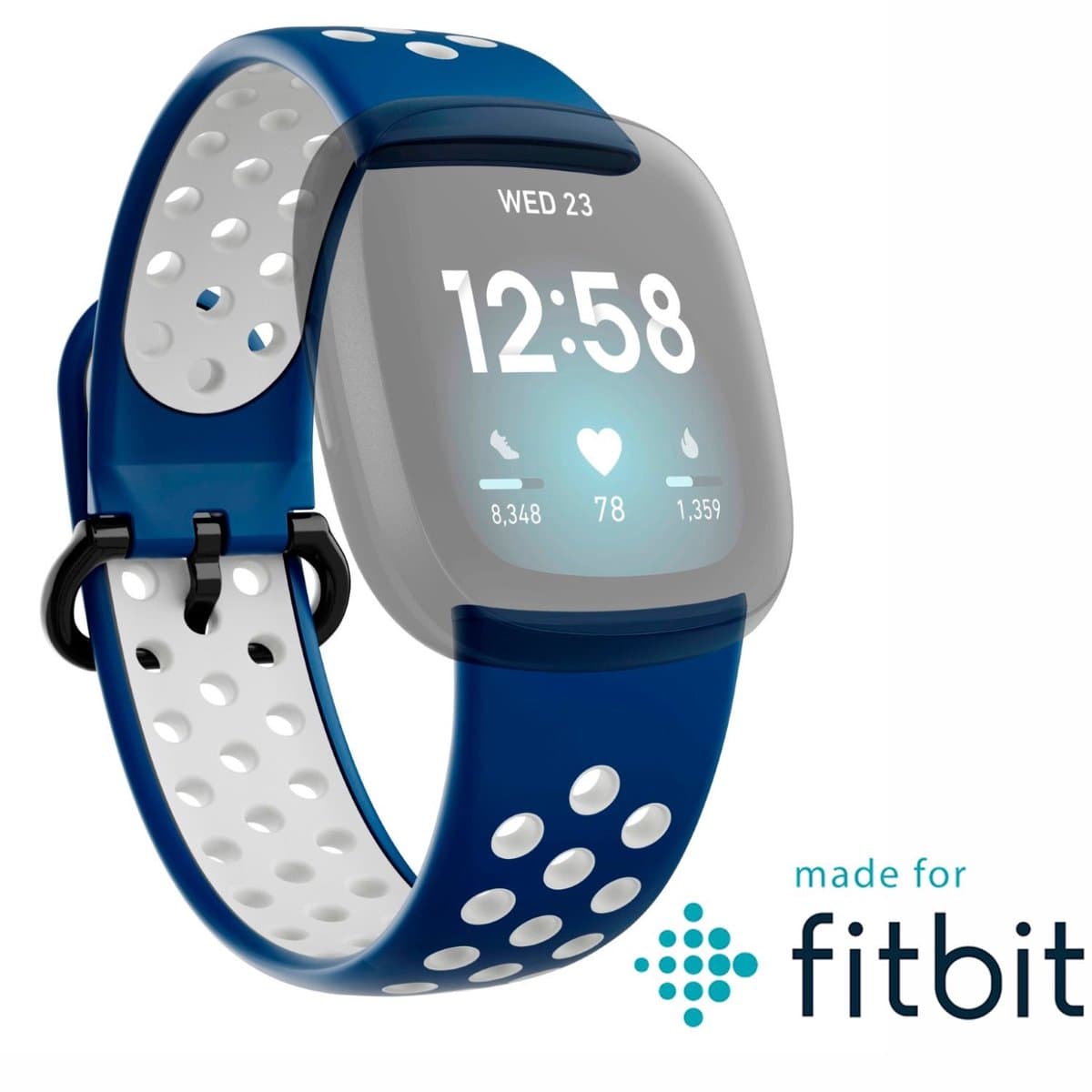 Hama Sportpolsband Voor Fitbit Versa3/Sense Ademend Universeel Donkerb./grijs