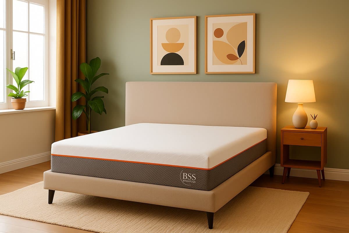 BSS Bedding Milan - Bedden - Onderbox & 22 cm 7-Zone Memory Foam Matras Set - Luxe Stoffering - 140x200 cm - Beige
