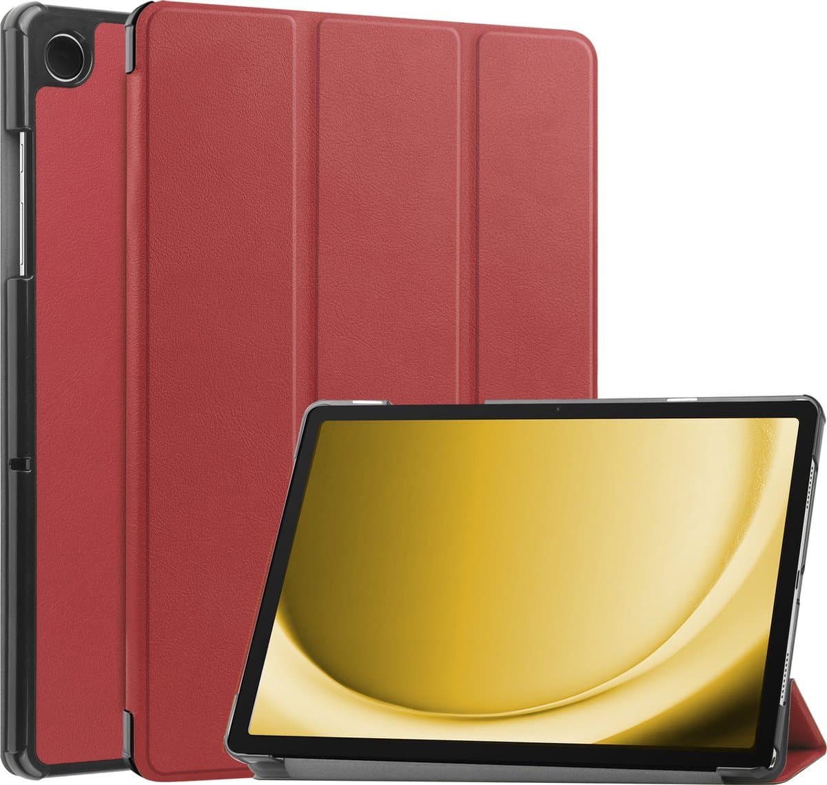 Hoes - Geschikt voor Samsung Galaxy Tab A9 Plus - Dun & Stevig - Trifold Bookcase - Hard Cover - Hardcover Book Case - Tablet Hoesje - Donkerrood