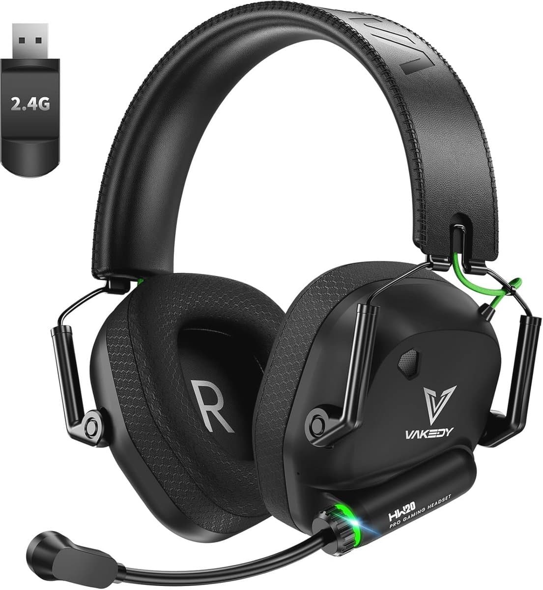 Draadloze Gaming Headset voor PC, PS4, PS5, Mac en Switch - 2,4 GHz USB met Bluetooth-Microfoon, 50 mm Driver en 50 Uur Batterij