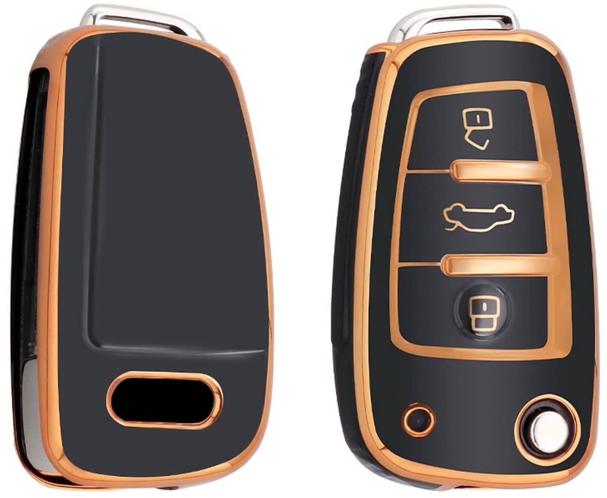 Autosleutel Hoesje geschikt voor Audi - Sleutelcover - TPU Cover Sleutelhoes - Accessoires - goud