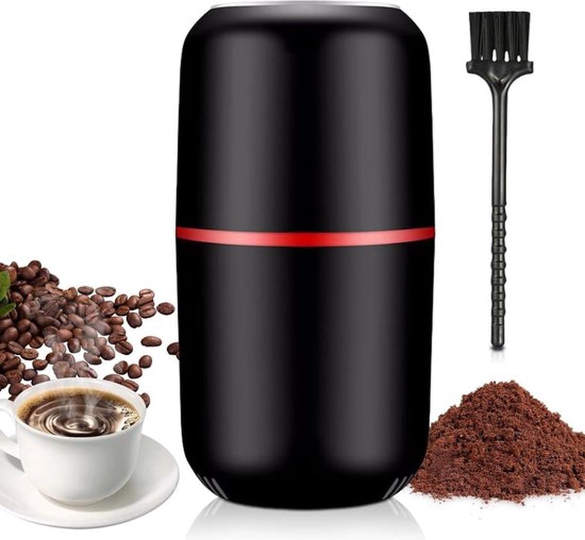 Elektrische koffiemolen - 125 g inhoud - draagbare grinder voor koffiebonen en kruiden