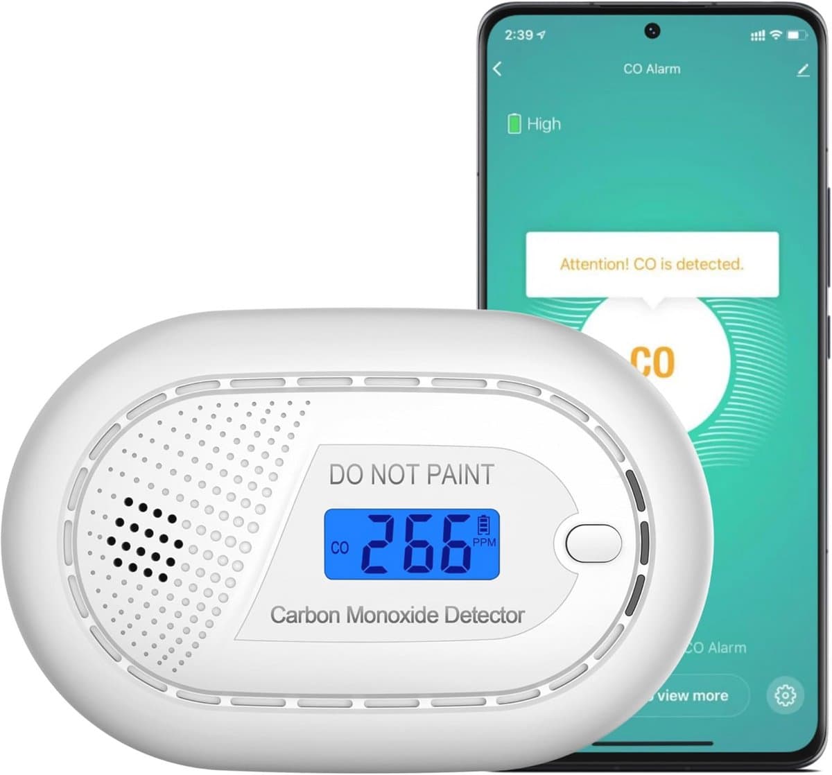 Slimme WiFi Koolmonoxidemelder met 10 Jaar Batterij - Koppelbaar met Tuya en SmartLife App