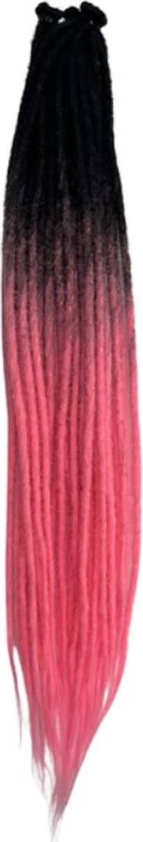 Dreadlocks SE zwart/roze 10 stuks- Gehaakte dreadlocks - Dreadlocks single ended - Dreadlock extensions - Hair extensions - Dreadlock beads – Synthetisch haar