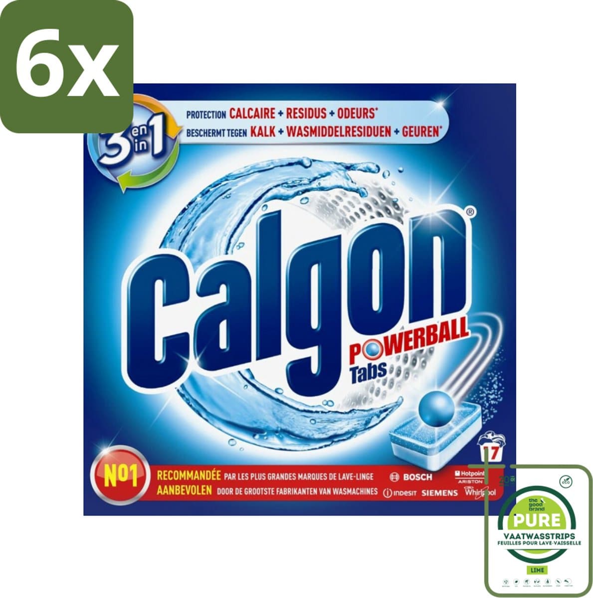 Calgon - Ontkalkingsmiddel - Tegen Kalk, Wasmiddelresiduen & Geuren - 17 Tabletten - Voordeelverpakking - 6 stuks - Wasmachine ontkalken - Wasmachine reiniging