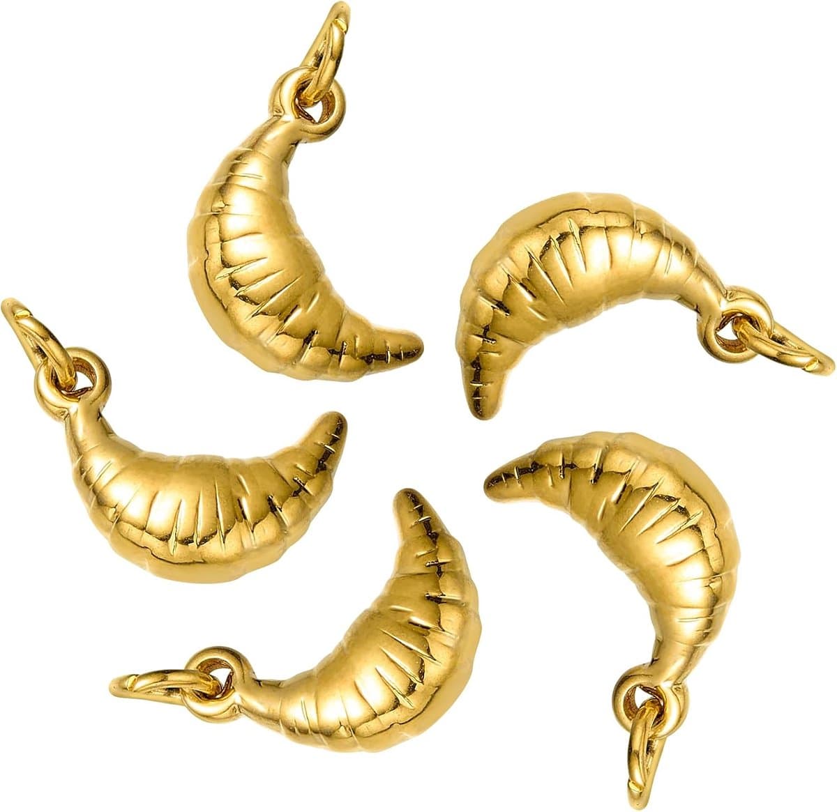 5pcs Gold Food Charms for Jewelry Making Cute Stainless Steel Pendant Charms with Jump Ring for Bracelets Necklace - ShopVlot