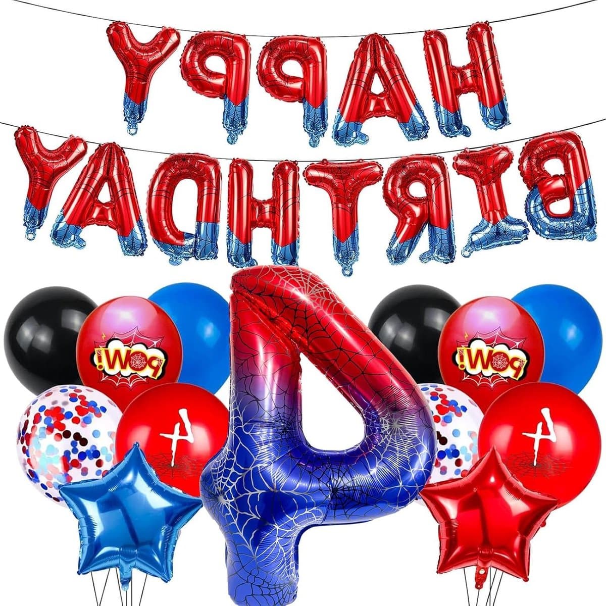 Verjaardag Decoratie - Thema Ballonnen - Feest Viering - Vierde Verjaardag - 20 g - Levendige kleuren